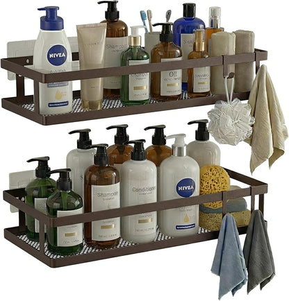PUSDON 2-Pack Minimalist Shower Caddy Wall Mount, Open Frame Bathroom Shelf Organizer with Mesh Base, Rustproof Floating Spic