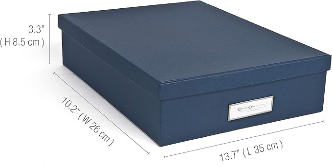 Bigso Oskar Fiberboard Label Frame Document Letter Box - File Organizer Box for Important Paperwork - Document Storage with a