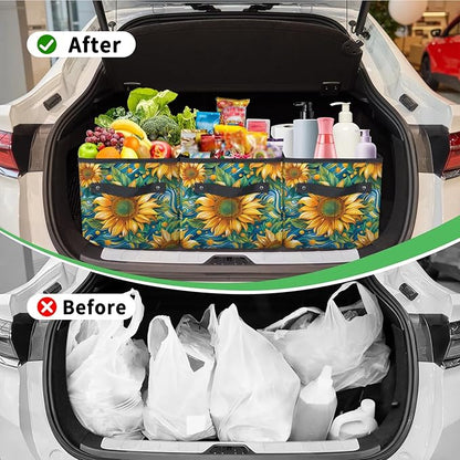 Reusable Grocery Bag, Foldable Large Shopping Tote Bag for Groceries Kitchen Picnic Car Trunk