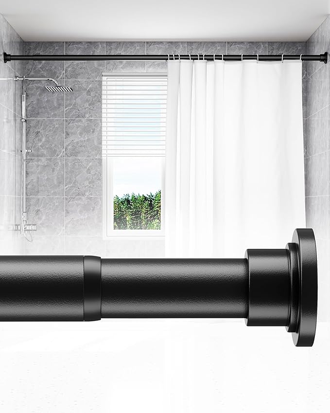ALLZONE Adjustable Tension Curtain Rod, 42 to 78 Inches, Spring Loaded Curtain Rods No Drilling, Renter Friendly Tension Rod 