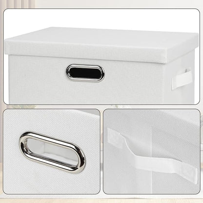 Graciadeco Medium 15" 21 Quart Collapsible Stackable Storage Bins with Lids, 1 Pack White Foldable Fabric Closet Storage Boxe