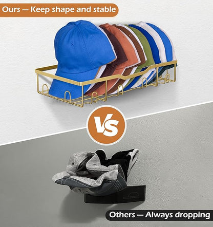 KEETDY Metal Hat Organizer for Baseball Caps Wall Hat Rack Fit 48 Caps Holder, 2 Packs Sturdy Wall Mounted Hat Storage Organi