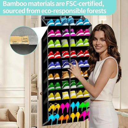 Heavy-Duty, over the door shoe organizer, Extra-Wide Large, shoe organizer, Holds 30 Pairs & Supports 100lbs, shoe rack, with
