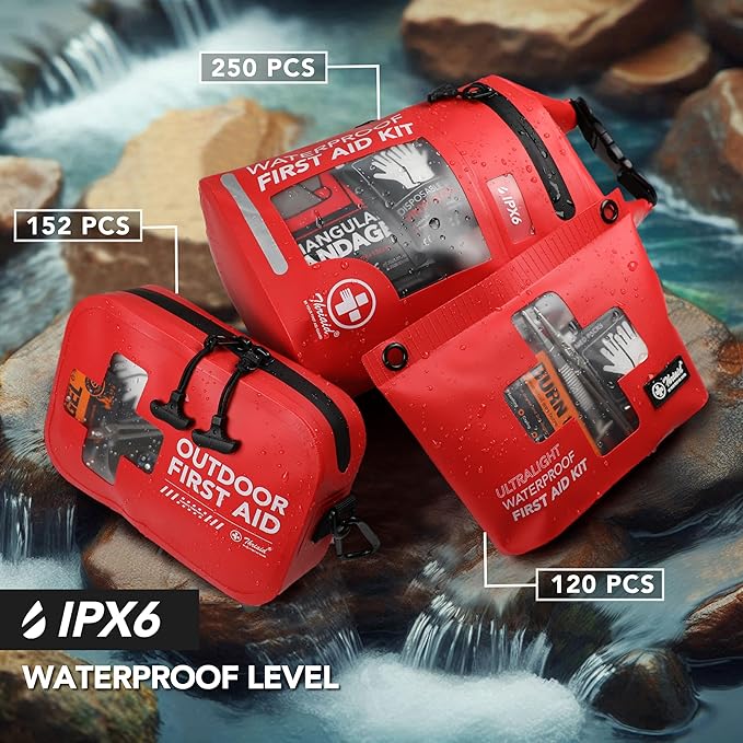 152 PCS Waterproof First Aid Kit, Portable Small Boat Dry Bag Bug Out Bags, Emergency Medical Kit Ideal for Boating, Camping,