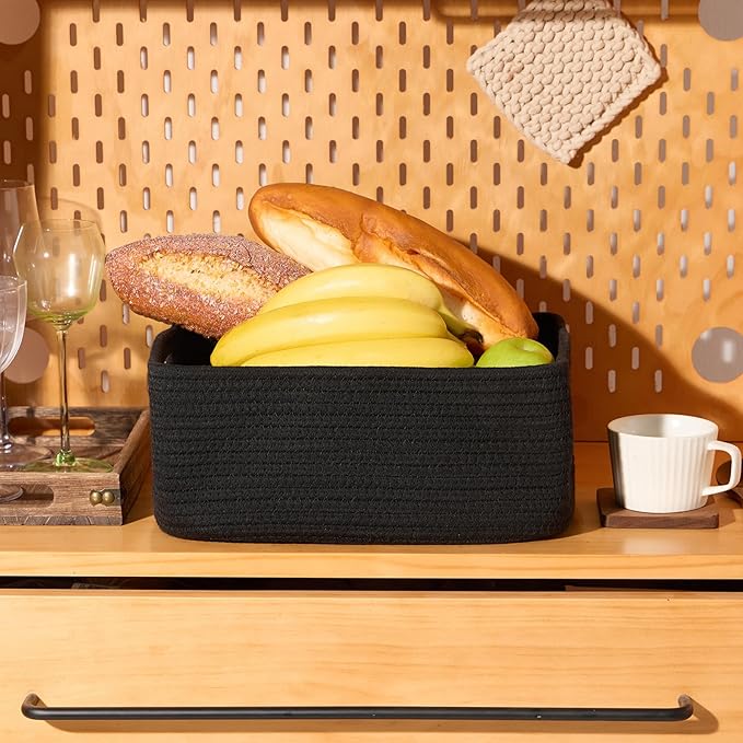 MiniArk Small Storage Baskets for Organizing | Closet Organizer Bins | Shelf Toy Basket | Woven Rope Baskets | Cube Decorativ