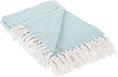 DII 100% Cotton Basket Weave Throw for Indoor/Outdoor Use Camping Bbq's Beaches Everyday Blanket, 50 x 60, Woven Stripe