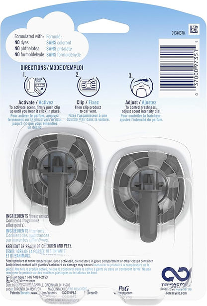 Febreze Car Odor-Eliminating Air Freshener Vent Clip with Gain Scent, Moonlight Breeze, 2 count