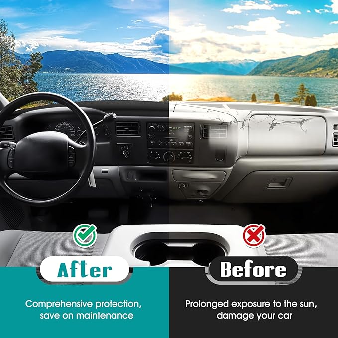 FIILINES Dash Cover for 1999-2004 Ford F-250 F250 F-350 F350 F-450 F450, Dashboard Mat Accessories Dash Cover Sunshade Nonsli
