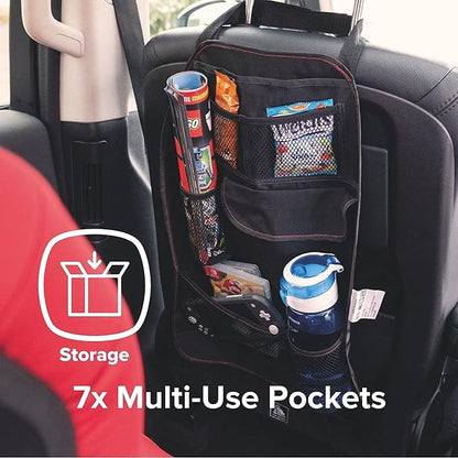 Diono Stow 'n Go Car Back Seat Organizer for Kids, Kick Mat Back Seat Protector, With 7 Storage Pockets, 2 Drinks Holders, Wa