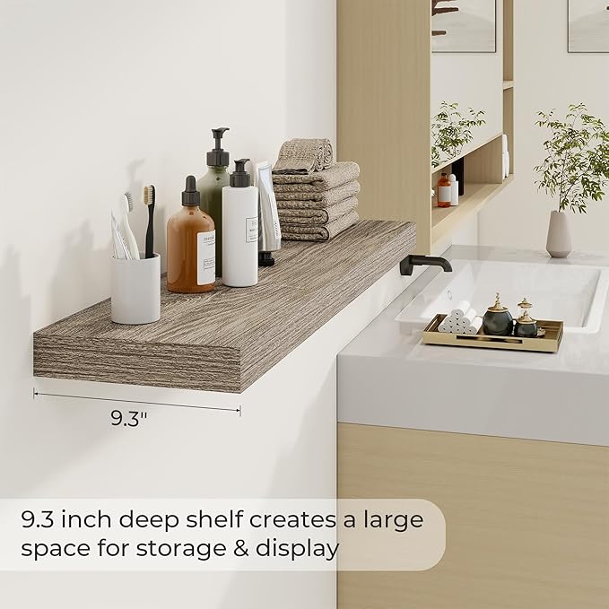 Dreamland 40 Inches Floating Shelves for Wall,9.3 Inch Deep Floating Shelves Set of 2, Large Display & Storage Shelf, Wall Sh