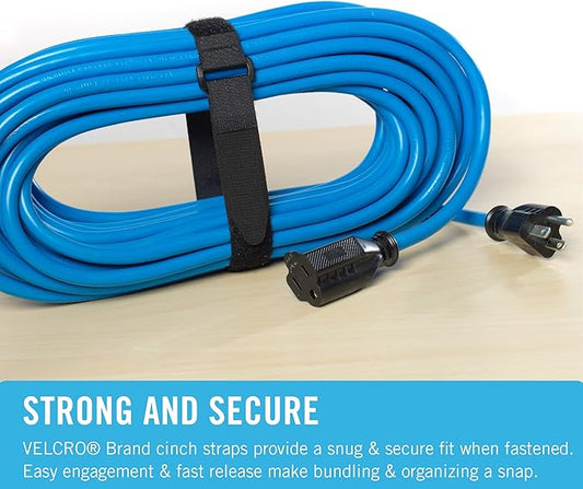VELCRO Brand 25pc Bulk Pack 18" x 1" Cinch Straps with Buckle, Heavy Duty Fastening or Cable Management Solution, VELSTRAP Black, 91837