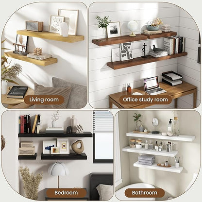 30 Inch Floating Shelves for Wall, 8 Inch Deep Floating Shelf for Storage & Display, Rustic Wall Mounted Shelf with Invisible