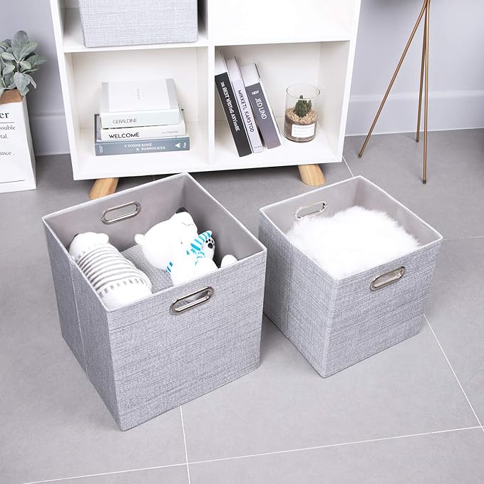 Thicker Fabric Storage Cubes 13 inch Collapsible Storage Bins for Organization, Cubby Storage Boxes for Organizing Shelf Cabi