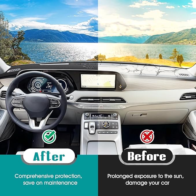 FIILINES Dash Cover Fit for 2020-2025 Hyundai Palisade with HUD Accessories Sunshade Non-Slip Mesh Dash Cover for Palisade Ac