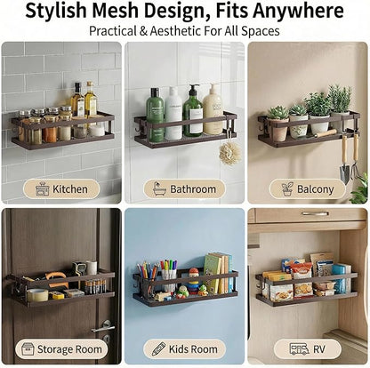 PUSDON 2-Pack Minimalist Shower Caddy Wall Mount, Open Frame Bathroom Shelf Organizer with Mesh Base, Rustproof Floating Spic