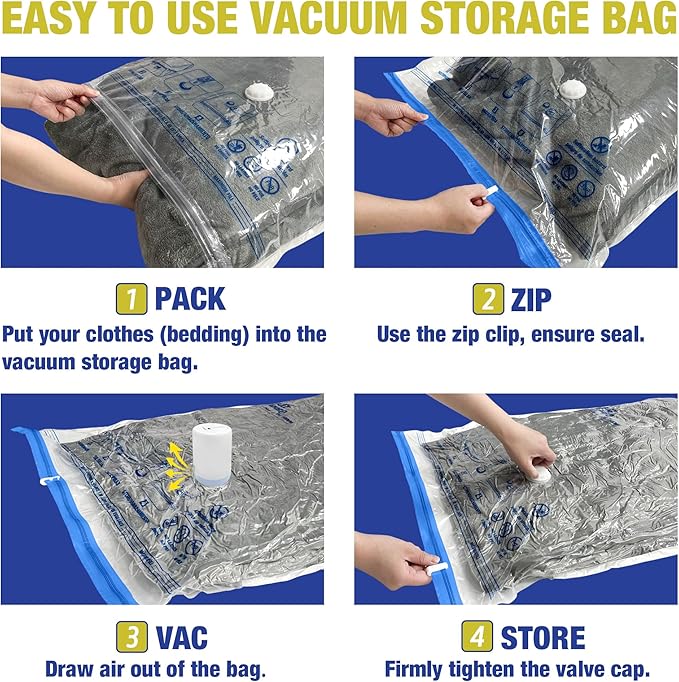 HIBAG Travel Vacuum Bags with Electric Pump for Luggage and Suitcase, Vacuum Seal Compression Packing Bags for Clothes Clothi