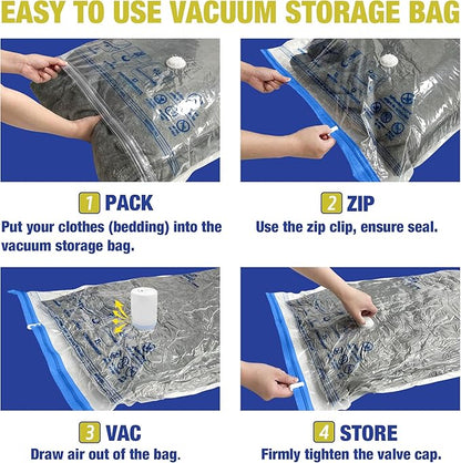 HIBAG Travel Vacuum Bags with Electric Pump for Luggage and Suitcase, Vacuum Seal Compression Packing Bags for Clothes Clothi