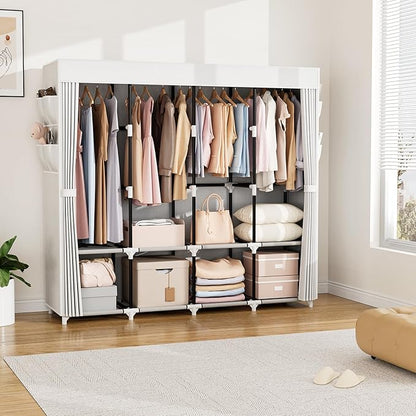 VTRIN Portable Closet for Hanging Clothes 67 Inch Wide Large Capacity Portable Wardrobe Closet with Cover, 4 Storage Shelves 