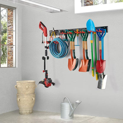 Ultrawall Multi-Storage Garage Hooks, Utility Rack with Multiple Installation Methods, Wall-Mounted Garden Tool Organizer Sys
