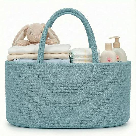luxury little Diaper Caddy Organizer, Large Cotton Rope Nursery Baby Basket, Changing Table Organizer for Baby Diaper Storage