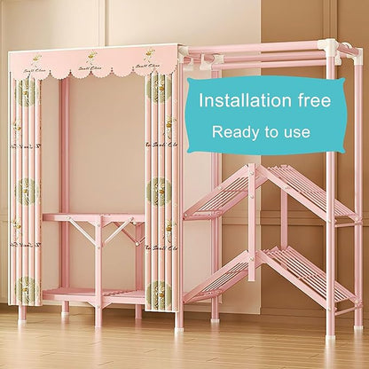 Portable Wardrobe Closet For Hanging Clothes, Installation-free Wardrobe, One-piece Folding Design,closet Organizer System,wa