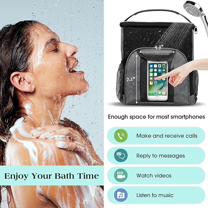 Attmu Mesh Shower Caddy Portable Dorm Tote Bag, Quick Dry Hanging Toiletry Bag, Large Capacity Shower Bag for College Dorm Ro