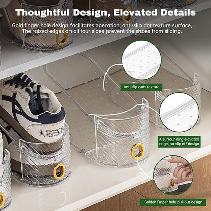 Shoe Slot Organizer 10 Pack - Shoe Slots，Can Save 50% of Shoe Stackers Space，Adjustable Shoe Stacking Device, Double-Layer De