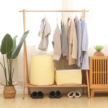 Sea Team Collapsible Canvas Fabric Storage Basket with Handles, Rectangle Waterproof Storage Bin, Box, Cube, Foldable Shelf B