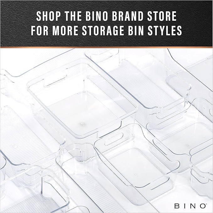 BINO | Plastic Storage Bins, Large - Deep | THE HANDLER COLLECTION | Multipurpose Organizer Bins | Kitchen Pantry Organizers 