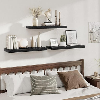 Fun Memories 12 Deep Floating Shelves for Wall | 30W x 12D Large Floating Shelves | 3 Pack Storage Space Wall Mount Shelf for