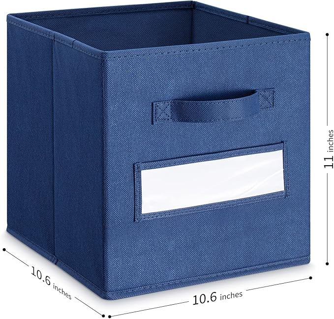 artsdi 11 Inch Storage Cube,Storage bin (Set of 10) Foldable Fabric Cube Storage Bins with 10 Labels Window Cards & a Pen,Bas