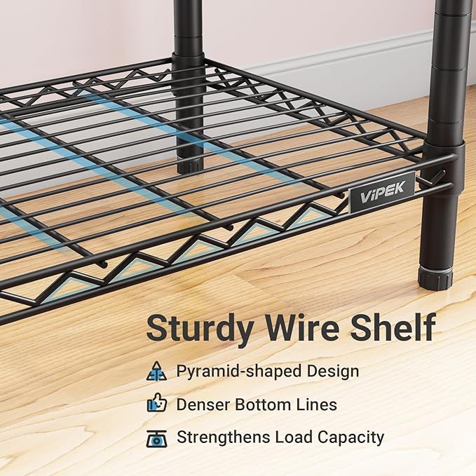 VIPEK R4 Garment Racks Heavy Duty Clothes Rack -620lb Capacity Metal Frame, Rolling Lockable Wheels & 6 Tiers Adjustable Heig