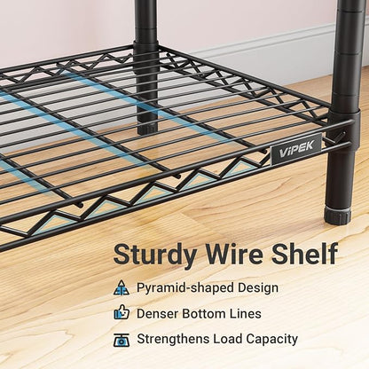 VIPEK R4 Garment Racks Heavy Duty Clothes Rack -620lb Capacity Metal Frame, Rolling Lockable Wheels & 6 Tiers Adjustable Heig