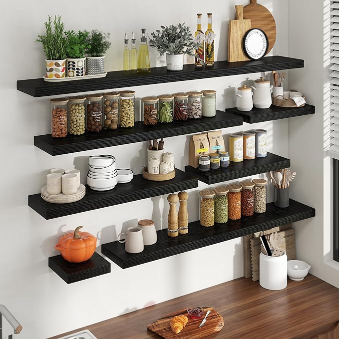 30 Inch Floating Shelves for Wall, 8 Inch Deep Floating Shelf for Storage & Display, Rustic Wall Mounted Shelf with Invisible