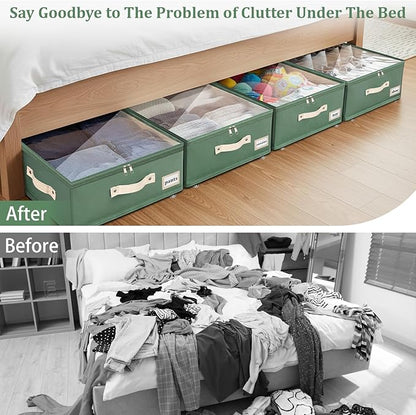 Dolicer 4 Pack Under Bed Storage with Wheels, 6in-10in Height Adjustable Underbed Storage Containers, 92L XXXL Under Bed Draw