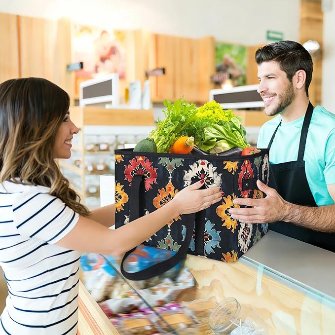 Reusable Grocery Bag, Foldable Large Shopping Tote Bag for Groceries Kitchen Picnic Car Trunk
