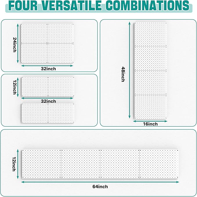 EVERHANGER Metal Pegboard Panels, Heavy Duty Pegboard Wall Organizer, Garage Wall Panels, Tool Storage Organization, 12"X16",