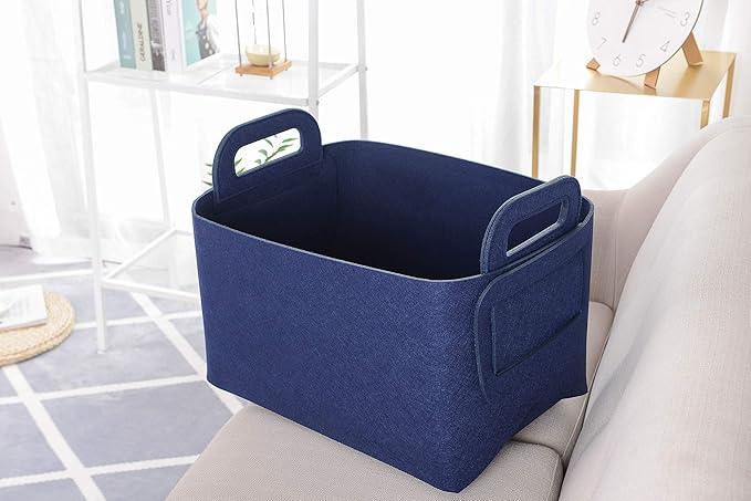 Storage Basket Felt Storage Bin Collapsible& Convenient Box Organizer with Carry Handles for Office Bedroom Closet Babies Nur