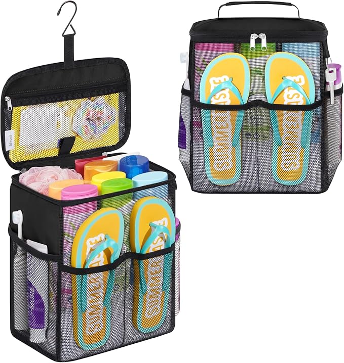 Lifewit Shower Caddy Portable, Toiletry Bag with Handle and 3 Mesh Pockets, Quick Dry Hanging Organizer for Bathroom, Gym, Tr