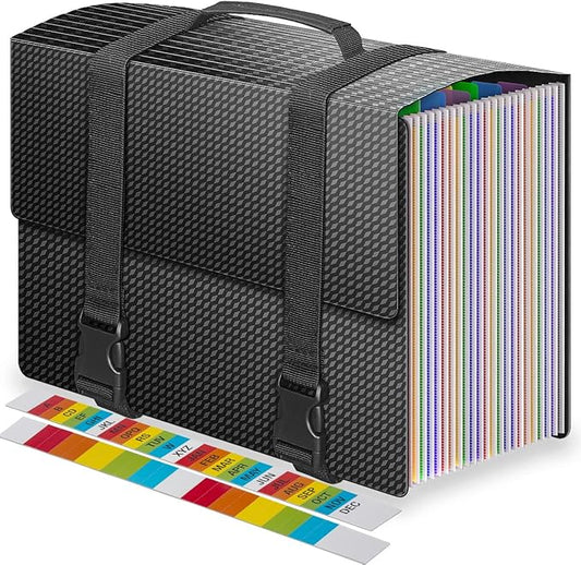 Expanding File Folders,25 Pockets Accordion File Organizer,Expandable Filing Folder with Handle,Portable File Box for Receipt