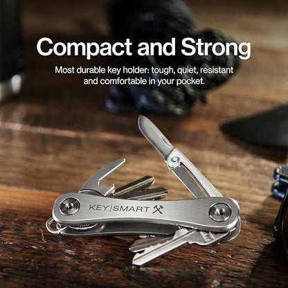 KeySmart Rugged - Multitool Key Holder for Keychain w/Bottle Opener and Pocket Clip, Organizer for Keys, EDC Keychains, Ring 