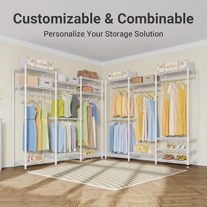 VIPEK V5 Medium Portable Closet Wardrobe Heavy Duty Clothes Rack, Freestanding Closet Metal Clothing Rack with 4 Hang Rods & 