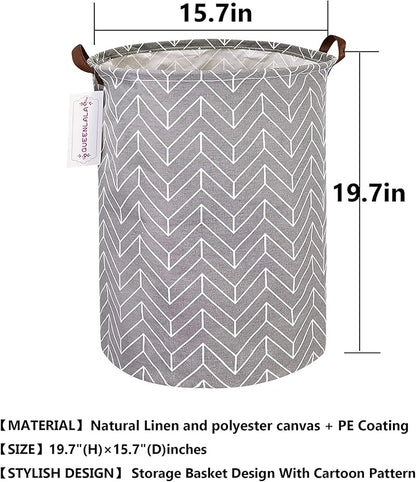 QUEENLALA Large Storage Basket,Laundry Hamper/Bathroom/Home Decor/Collapsible Round Storage Bin,Boys and Girls Hamper/Boxes/C