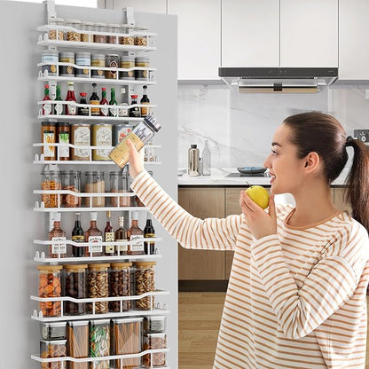 Over The Door Pantry Organizer, 9-Tier Over The Door Organizer with Adjustable Baskets, Metal Hanging Spice Rack for Pantry O
