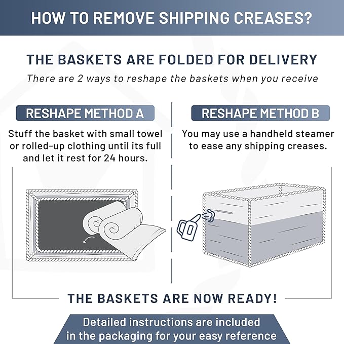 NaturalCozy 13.5”x8.5”x5.5” Storage Baskets for Shelves 3 Pack | Cotton Rope Woven Small Baskets for Organizing | Small Stora