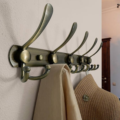 Dseap Coat Rack Wall Mounted - 5 Tri Hooks, Heavy Duty, Stainless Steel, Metal Coat Hook Rail for Coat Hat Towel Purse Robes 