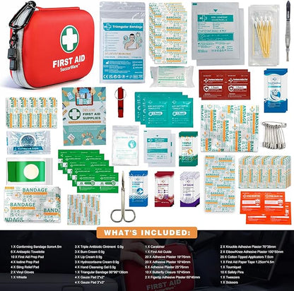 150 Pieces Mini First Aid Kit - Small Medical Kit with Hard Shell - Emergency First Aid Kit for Car, Travel, Home, Outdoor, O