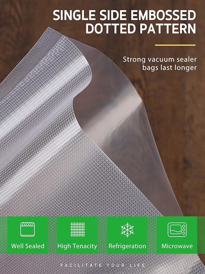 Syntus Vacuum Sealer Bags, 6 Pack 3 Rolls 11" x 20' and 3 Rolls 8" x 20' Commercial Grade BPA Free Bag Rolls, Food Vac Bags f