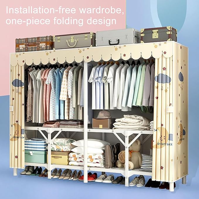 Portable Wardrobe Closet For Hanging Clothes, Installation-free Wardrobe, One-piece Folding Design,closet Organizer System,wa