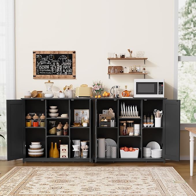 Iwell Storage Cabinet with 2 Doors and 4 Storage Shelves, Bathroom Cabinet, Cupboard for Living Room, Home Office, Entryway, 